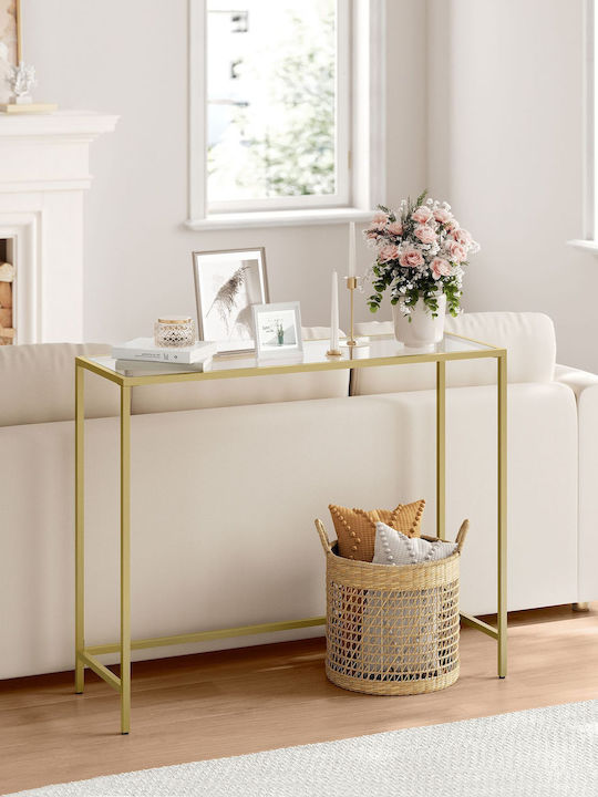 Console Table Metal with Glass Surface Gold/Transparent L100xW20xH80cm
