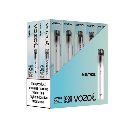 Vozol Neon 800 Țigară Electronică De Unică Folosință 800 Inhalări Menthol 2ml 20mg Alb