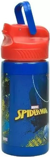 Gim Kids Water Bottle Spiderman Stainless Steel with Straw Blue 500ml