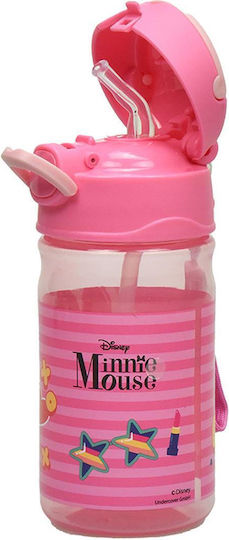 Gim Minnie Comfy Kids Water Bottle Minnie Plastic with Straw Pink 350ml