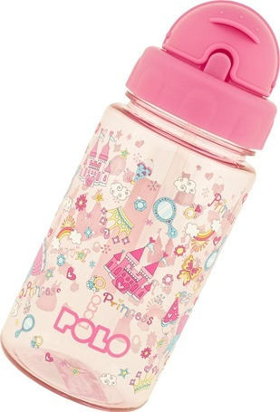 Polo Prinzessin Kinderflasche Kunststoff mit Strohhalm Rosa 450ml