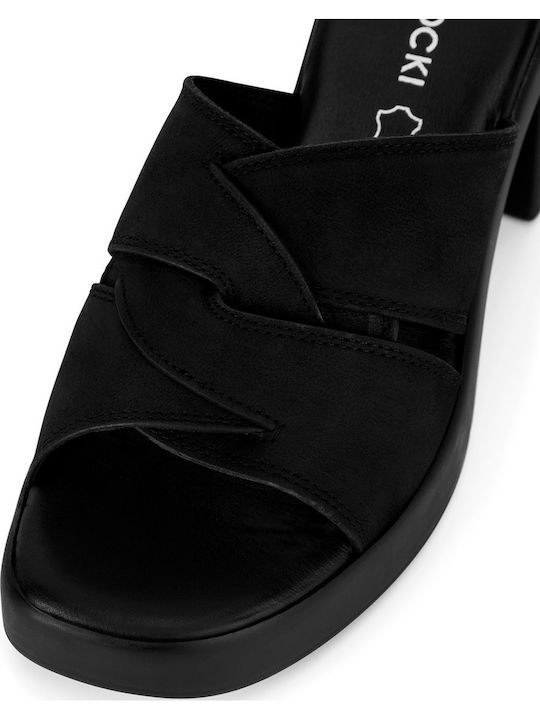 Mules with Chunky Heel in Black Color