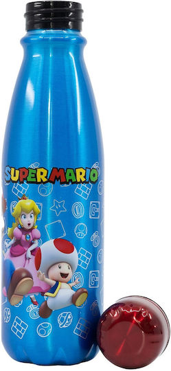 Stor Παιδικό Παγούρι Super Mario Αλουμινίου με Βιδωτό Καπάκι Non Spill Μπλε 600ml