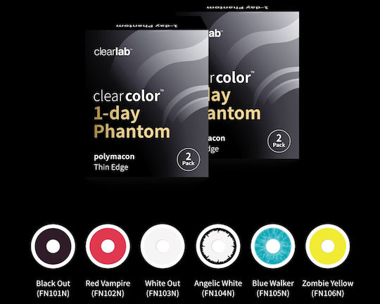 Clearlab Clear Color 1-Day Phantom 2 Daily Coloured Contact Lenses Without Diopters Red Vampire