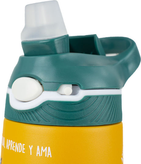 Pepita Viajera Kids Water Bottle Thermos Stainless Steel with Straw Orange 400ml