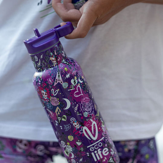 Ecolife Vasiliki Kids Water Bottle Thermos Stainless Steel with Straw Das 500ml
