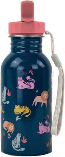 Yoko Design Kids Water Bottle Stainless Steel with Straw Non Spill Blue 500ml