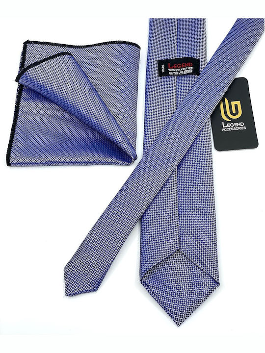 Legend Accessories Σετ Ανδρικης Γραβάτας με Σχέδια σε Μπλε Χρώμα