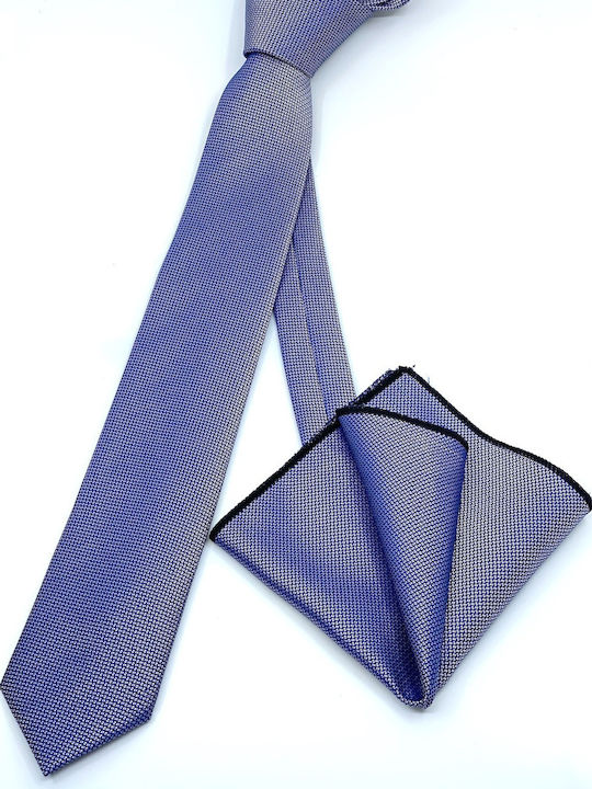 Legend Accessories Σετ Ανδρικης Γραβάτας με Σχέδια σε Μπλε Χρώμα