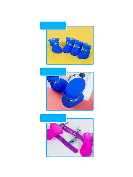Waterproof Silicone Dog Shoes with Non-Slip Sole 4pcs Purple L M6xW4.7cm 4-9kg Waterproof Silicone Dog Shoes with Non-Slip Sole 4pcs Purple L M6xW4.7cm 4-9kg