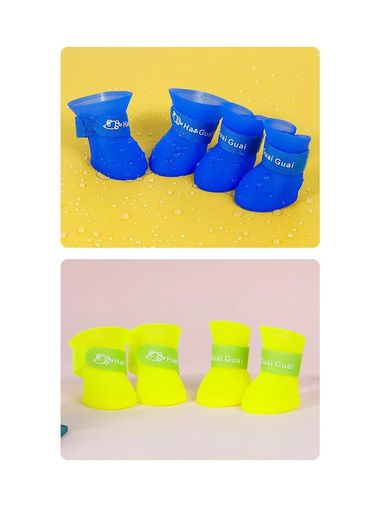 Waterproof Silicone Dog Shoes with Non-Slip Sole 4pcs Purple 2XL M9xW7cm 15-25kg