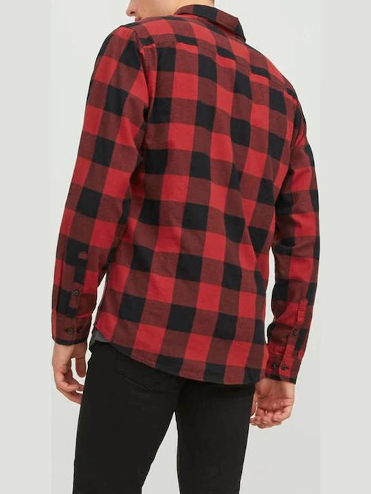 Дълъг ръкав Памучен Риза Каре Red/Black