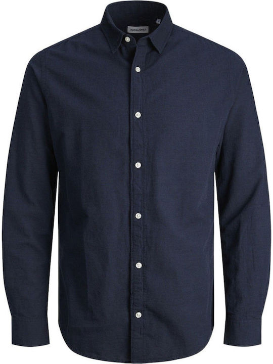 Long-sleeved Linen Shirt Navy Blazer