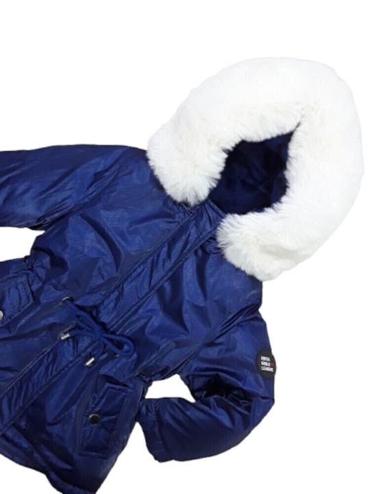 Kids Coats & Jackets Parka Short with Hooded Blue Electric