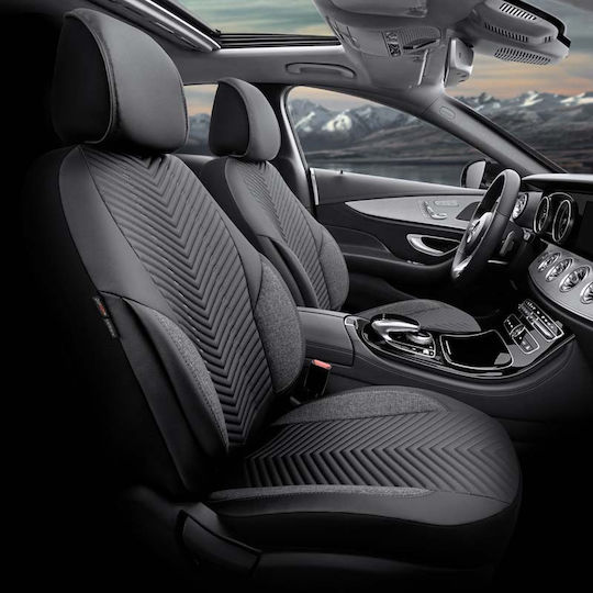 Καλύμματα Αυτοκινήτου Otom "advanced Leather" Universal Δερματίνη Λινό Ύφασμα Σετ Εμπρός Πίσω 11 Τεμαχίων Μαύρο Smoke Αdv-103