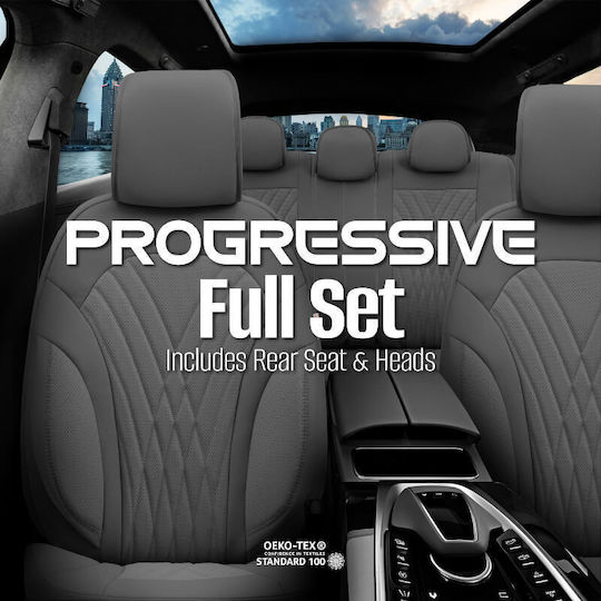 Καλύμματα Αυτοκινήτου Otom Progressive Design Universal Full Δερματίνη Σετ Εμπρός Πίσω 11 Τεμαχίων Γκρι Ρrg-103