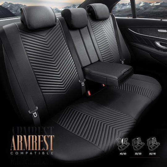 Καλύμματα Αυτοκινήτου Otom "advanced Leather" Universal Δερματίνη Λινό Ύφασμα Σετ Εμπρός Πίσω 11 Τεμαχίων Μαύρο Αdv-104