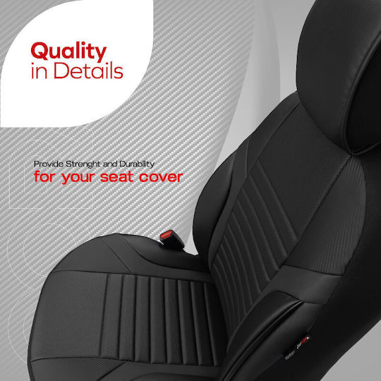 Καλύμματα Αυτοκινήτου Otom Coral Design Universal Full Δερματίνη Σετ Εμπρός Πίσω 11 Τεμαχίων Μαύρο Γκρι Crαl-106