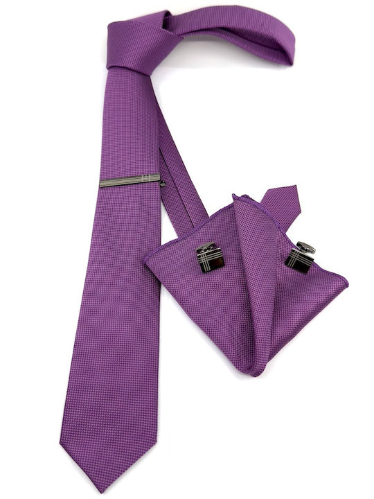 Legend Accessories Men's Tie Set Synthetic Monochrome In Purple Colour