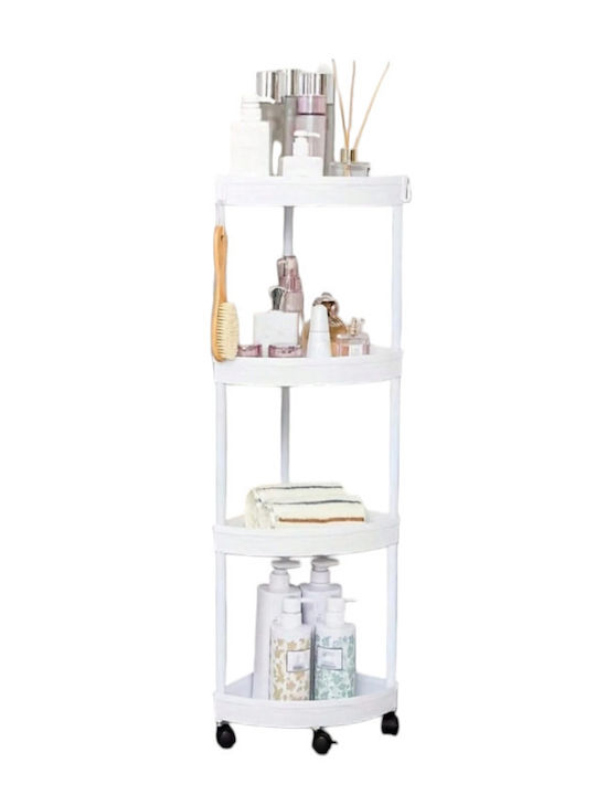 Corner Floor Bathroom Shelf Plastic 90x34x25cm White