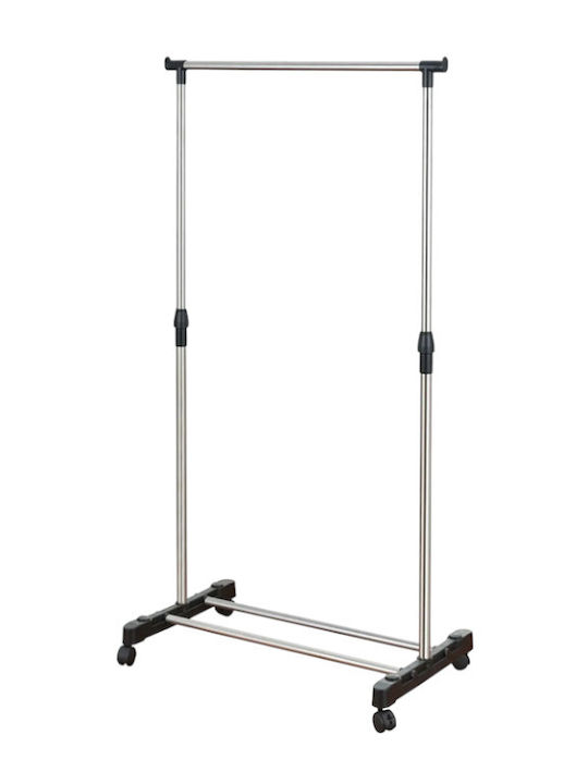 Wheeled Floor Garment Rack made of Metal Silver 80x40x160cm