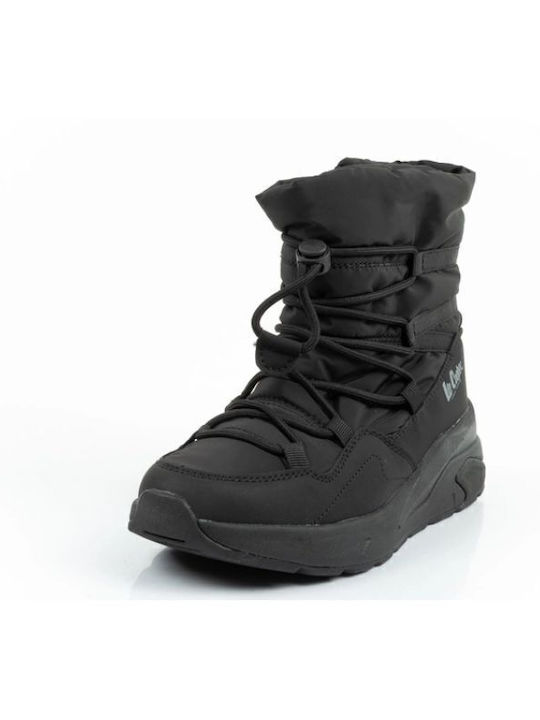 Leder Stiefeletten Damen mit Pelz Schwarz