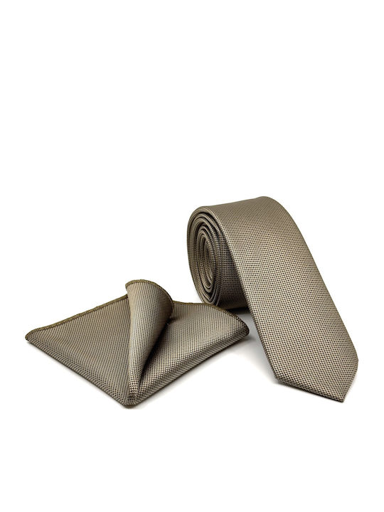Legend Accessories Herren Krawatten Set Synthetisch,Polyester/Cotton/Leather Monochrom in Beige Farbe