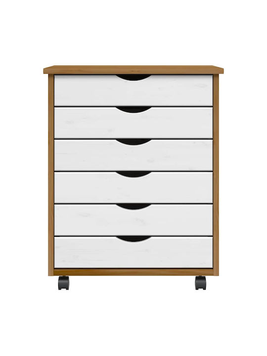 Vidaxl Rolling Cabinet Moss Honey Brown Solid Pine Wood 53x39x65.5cm 1 Piece Brown