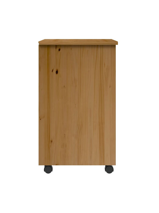 Vidaxl Rolling Cabinet Moss Honey Brown Solid Pine Wood 53x39x65.5cm 1 Piece Brown