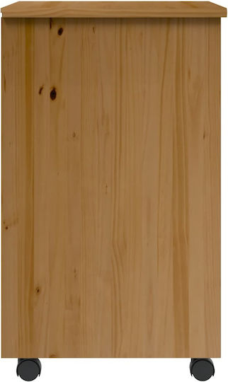 Vidaxl Rolling Cabinet Moss Honey Brown Solid Pine Wood 53x39x65.5cm 1 Piece Brown