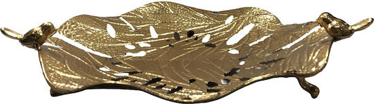 Metal Perforated Platter Gold Color with Legs 42.5x38.5x10cm