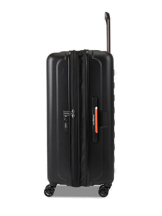 Hedgren Large Hard Travel Suitcase Black with 4 Wheels Height 74cm
