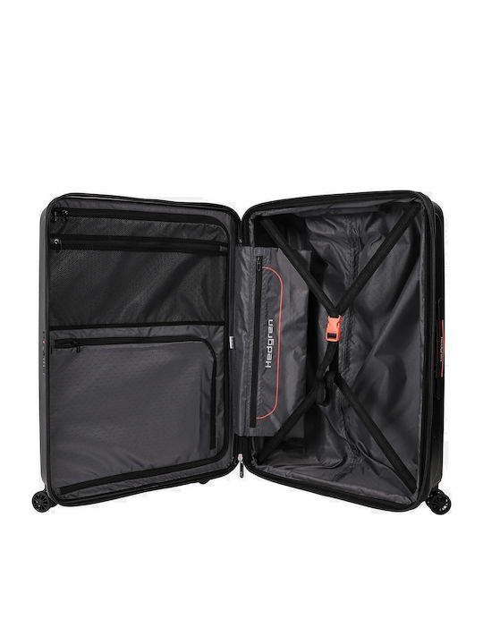 Hedgren Large Hard Travel Suitcase Black with 4 Wheels Height 74cm