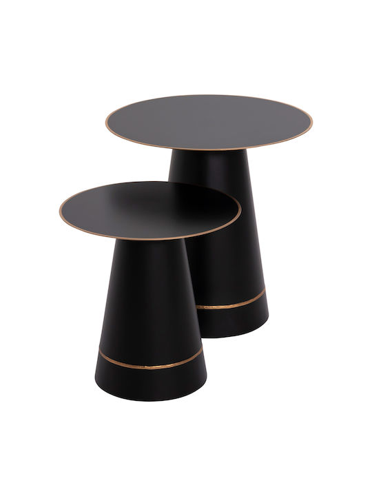 Rundes Zentral Kaffeetisch Balli Metall Schwarz 2Stück M50xL50cm