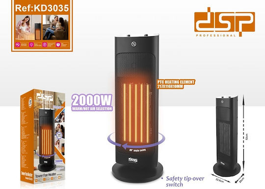 Radiator Electric De Tip Ventilator De Podea Pentru Utilizare Generală Negru 2000W