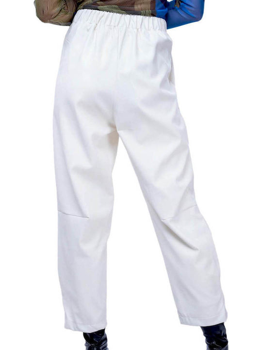 MY T Γυναικείο Υφασμάτινο Παντελόνι Off White
