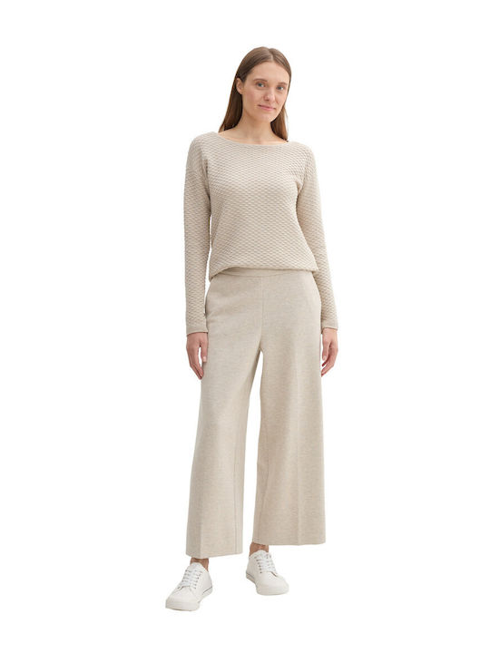 Tom Tailor Women's High-waisted Fabric Trousers Beige