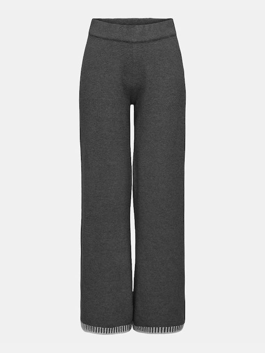 Only Women's High-waisted Fabric Trousers with Elastic Dark Grey Melange