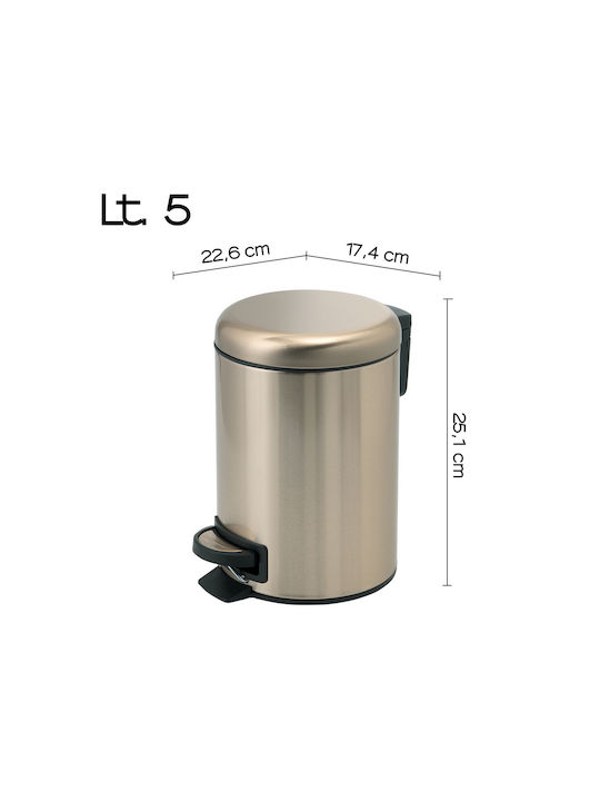 Gedy Potty Metallic Bathroom Basket 5lt Gold