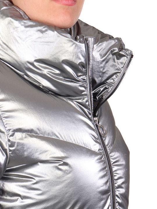 Kurz Damen Puffer Jacke für Winter Dark Grey