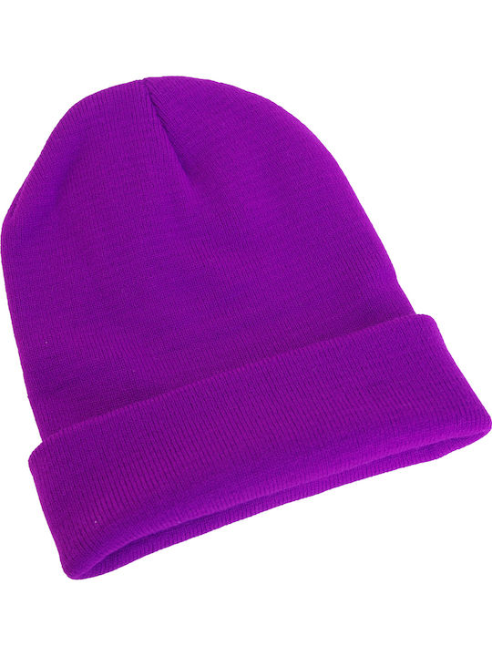 Beanie Unisex Σκούφος Πλεκτός σε Μωβ χρώμα
