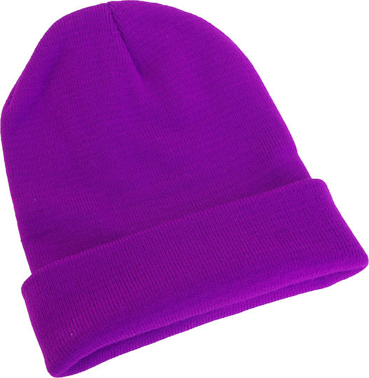 Beanie Unisex Σκούφος Πλεκτός σε Μωβ χρώμα