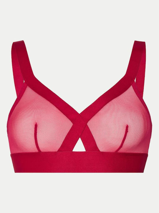 Прозрачен триъгълен сутиен DKNY червен DK4084