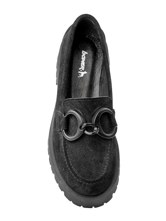 Leather Women's Loafers in Black Color