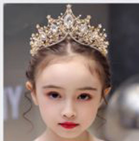 Child Tiara Bridesmaid Events Gold Belle Height 8cm Design Circumference Left-right 26cm Diameter 13cm Weight 100g