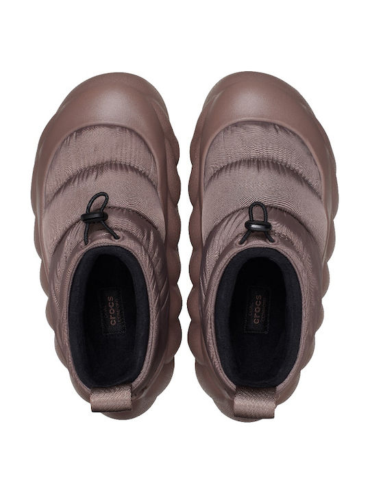 Crocs Overpuff Shorty Γυναικεία Σαμπό Καφέ