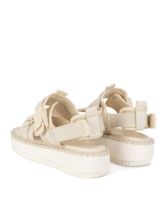 Women's Flat Sandals in Beige Color