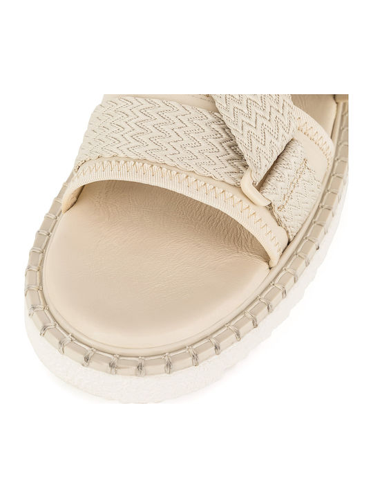 Women's Flat Sandals in Beige Color