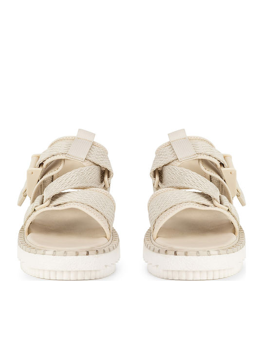 Women's Flat Sandals in Beige Color