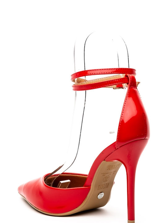Pumps mit Riemchen & hoher Absatz Rot